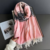 Fresh Floral Winter Tassel Scarf Soft Cashmere_Cwasc03248