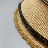 SUMMER HIGH END ROUND TOP FUR EDGED STRAW HAT_CWAH3577