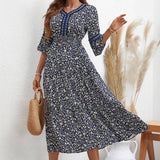 Stylish Elegant Socialite Floral Mid-Length Dress