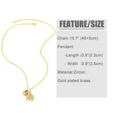 ELEPHANT GOLD PLATEDPENDANT NECKLACE INLAID ZIRCON_CWAJE0901
