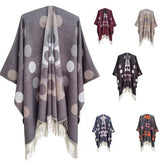 CIRCULAR PATTERN TASSEL SPLIT SHAWL CLOAK_CWASC0309