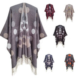 CIRCULAR PATTERN TASSEL SPLIT SHAWL CLOAK_CWASC0309