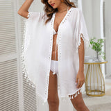 CARDIGAN FRINGE BEACH SWIMSUIT COVER UP_CWMW0643