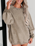 Long-sleeved ribbed sweater