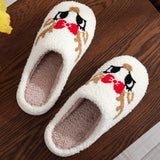 CUTE DEER HORN CHRISTMAS ELEMENT COTTON SLIPPERS_CWSHS0448