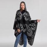 HOODED CAPE VERSATILE SUNFLOWER SCARF SLIT SHAWL_CWASC2272