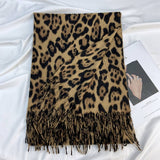 LEOPARD PRINT SCARF THICK TASSEL WINTER WRAP_CWASC1452