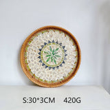 RATTAN SHELL BASKET STORAGE BASKET TRAY_CWMM4541
