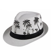 STRAW BREATHABLE COCONUT TREE PRINTED JAZZ HAT_CWAH1915