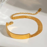 18K GOLD FIVE LAYER CHAIN BRACELET NO FADE_CWAJE4707