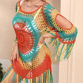 LONG SLEEVE COLORFUL BEACH SWIMSUIT COVER UP_CWMW0661