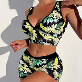 PRINTED DEEP V BIKINI TWO PIECE SWIMSUIT_CWMW0315
