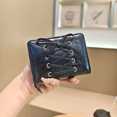 Solid Color Bow Pu Zipper Wallet, Large Capacity_Cwab06247