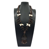 BOHEMIAN COCONUT SHELL VINTAGE LONG NECKLACE_CWMM4564