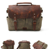 Vintage Waxed Canvas Camera Satchel With Leather_Cwab5572