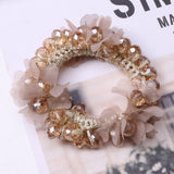 CUTE CRYSTAL HEART ORGANZA ELASTIC HAIR TIE_CWAHA6862