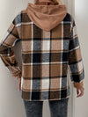 Cwohol0906_Long-Sleeved Plaid Colorblock Hooded Sweatshirt