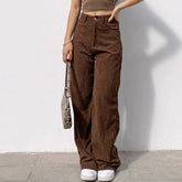 Solid Color High Waiste Casual Straight Leg Pants