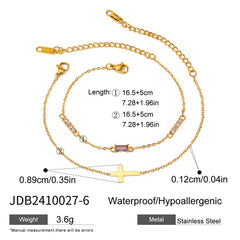 Titanium Double Layer Zodiac Cross Bracelet