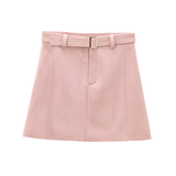 SUEDE MINI SKIRT FOR WOMEN FRENCH CHIC STYLE_CWDSD8342