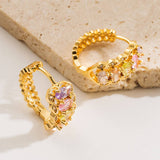 HIP HOP COLORFUL CZ HOOP EARRINGS GOLD PLATED_CWMM8515