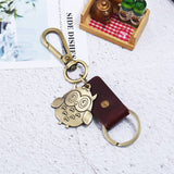 CREATIVE CARTOON OWL LEATHER CAR KEYCHAIN_CWMM5042