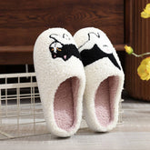 FUNNY EGG CAT EMBROIDERED COTTON SLIPPERS_CWSHS0859