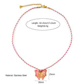 COLORFUL ROPE NECKLACE WITH BUTTERFLY CHARM_CWMM8805