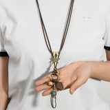 Womens Fashionable Long Feather Necklace_Cwmm4582