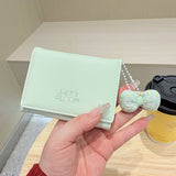 Cute Bow Pendant Floral Mini Trifold Wallet_Cwab06217