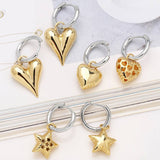 GOLD PLATED HEART SHAPED PENDANT EARRINGS_CWAJE0983