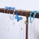 BLUE BUTTERFLY TITANIUM STEEL NECKLACE EARRINGS_CWAJE1085