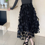 THREE DIMENSIONAL FLORAL TULLE MESH SKIRT_CWBLS0395