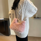 Winter Faux Fox Fur Single Shoulder Plush Bag_Cwab3943