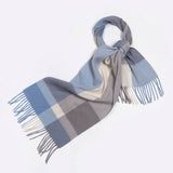 100% WOOL PLAID SCARF SOFT REVERSIBLE WRAP_CWASC2348