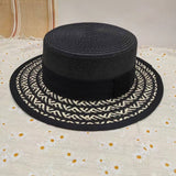SUMMER RETRO FLAT TOP STRAW HAT FOR WOMEN_CWAH3510