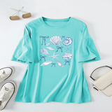 CUTE BOW PRINT T SHIRT FOR WOMEN SHELL NECKLINE_CWTTS1465