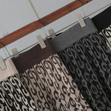 Vintage Leopard Print Contrast Knit Skirt
