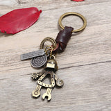 Vintage Braided Robot Cowhide Keychain_Cwmm4704