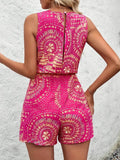 V-Neck Simple Printed Sleeveless Casual Jumpsuit