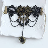 HALLOWEEN GOTHIC LACE BRACELET WITH RING JEWELRY_CWMM0149