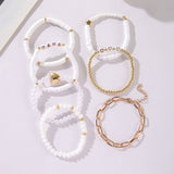 7 PIECE CLAY BRACELET SET WITH LETTER HEART PENDANT_CWMM3536