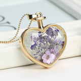 HEART CRYSTAL PLANT DRIED FLOWER NECKLACE_CWAJE2432