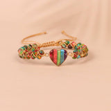 HEART SHAPED CHARM NATURAL STONE WOVEN BRACELET_CWAJE3915