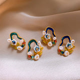 OIL DROP FLOWER FRESHWATER PEARL FASHION EARRINGS_CWAJE2335
