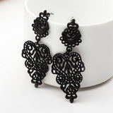 BUTTERFLY PAINTING OIL BLACK HOLLOW EARRINGS_CWAJE2448