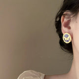 ROUND BUTTERFLY DRIP OIL FRENCH EARRINGS_CWAJE2065