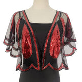 BEADED SEQUIN CAPELET VINTAGE EVENING SHAWL_CWMM8962