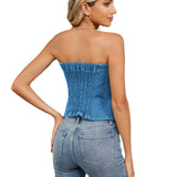 Washed Off-The-Shoulder Slimming Denim Strapless