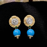 Women Retro Blue Series Gemstone Earrings